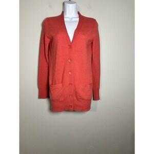 Lilly Pulitzer 100% Cashmere Longline‎ V-Neck Cardigan Sweater Coral XS
